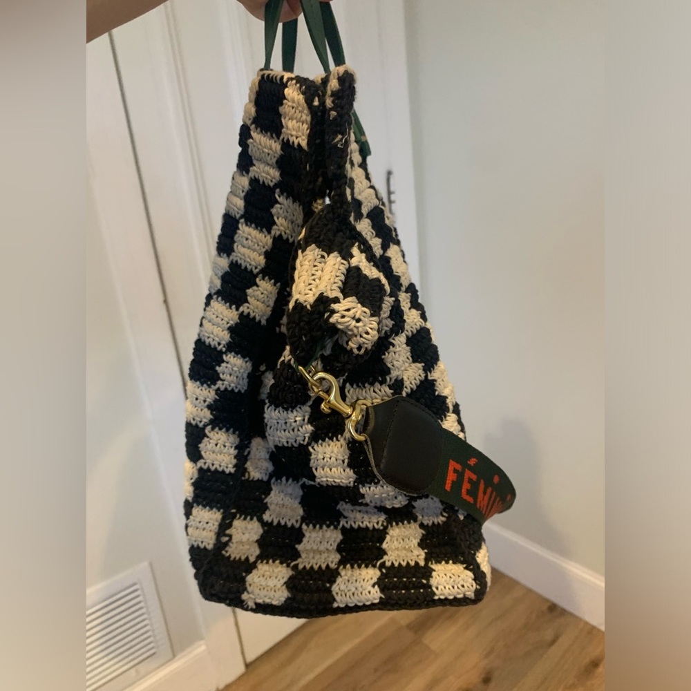 Clare V Black and Cream Checkered Tote - Picture 11 of 11